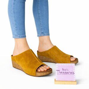 Volatile Tan Soft Leather Peep Toe Wrapped Wedge Heel Platform Slide Sandal Sz 9